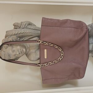 Michael Kors Mauve Pebbled Leather Tote Shoulder Bag w/ Chain Detail (Preowned)